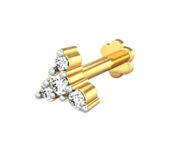 Candere by Kalyan Jewellers Yellow Golden and American Diamond cut Asha Nose Pin