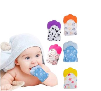 Baby Silicon Teething Mitten Teether/Glove Pacifier/BPA Free Hand Glove for Easy Teething 0-6 Month (1ps/Color as per stock)