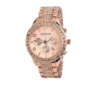 Women’s Geneva Luxury Dials Decor Stainless Steel Band Quartz Analog Wrist Watch